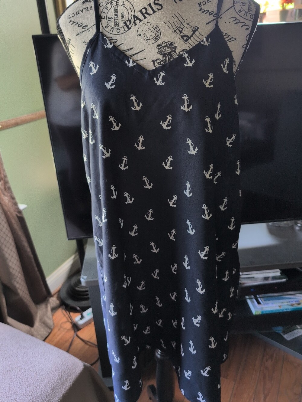 Nautical Women's Navy Anchor Print Slip Dress